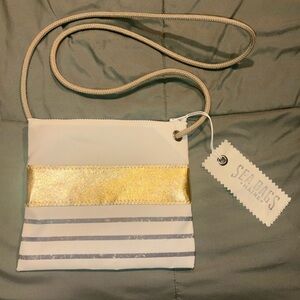 NWT SeaBag Crossbody Grey Manner Stripe